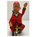 Bandi Cycling Daddy Battery Operated Tin Litho (Works) 9 3/4" Bandi Cycling Daddy Battery Operated Tin Litho (Works) 9 3/4"