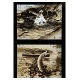 Antique Glass Printing Plates With Ralph Crosby Smith Wildlife Scenes (Very Cool) 14" x 17" Antique Glass Printing Plates With Ralph Crosby Smith Wildlife Scenes (Very Cool) 14" x 17"