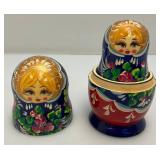 Vintage Russian 5Pc Hand Painted Blue Wooden Nesting Dolls 6" Vintage Russian 5Pc Hand Painted Blue Wooden Nesting Dolls 6"