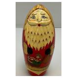 Vintage Russian 5Pc Hand Painted Wooden Santa Claus Wooden Nesting Dolls  5 1/2" Vintage Russian 5Pc Hand Painted Wooden Santa Claus Wooden Nesting Dolls  5 1/2"