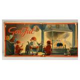 Antique Swedish Christmas Illustration "Godful" Santa And Elves 15 1/4" x 32 3/4" Antique Swedish Christmas Illustration "Godful" Santa And Elves 15 1/4" x 32 3/4"