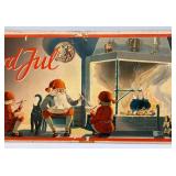 Antique Swedish Christmas Illustration "Godful" Santa And Elves 15 1/4" x 32 3/4" Antique Swedish Christmas Illustration "Godful" Santa And Elves 15 1/4" x 32 3/4"