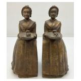 Est. $195.00 - $250.00 Antique Walter Baker Cast Iron Chocolate Lady Bookends Figurines 6" Est. $195.00 - $250.00 Antique Walter Baker Cast Iron Chocolate Lady Bookends Figurines 6"