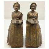 Est. $195.00 - $250.00 Antique Walter Baker Cast Iron Chocolate Lady Bookends Figurines 6" Est. $195.00 - $250.00 Antique Walter Baker Cast Iron Chocolate Lady Bookends Figurines 6"