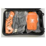 NRA Survival Kit Electric Torch Flashlight Multi Function Charging Cable And Knife In Water Proof Case (New) NRA Survival Kit Electric Torch Flashlight Multi Function Charging Cable And Knife In Water Proof Case (New)