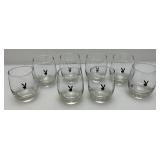 8 Vintage Original Playboy Club Bunny Logo "Lowball" Whiskey Drinking Glasses 8 Vintage Original Playboy Club Bunny Logo "Lowball" Whiskey Drinking Glasses
