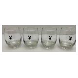 8 Vintage Original Playboy Club Bunny Logo "Lowball" Whiskey Drinking Glasses 8 Vintage Original Playboy Club Bunny Logo "Lowball" Whiskey Drinking Glasses