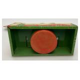 Vintage Tin Litho Mooing Cow Mechanical Pull Tail Toy (Voice Box Needs Work) 9" L x 8 b1/2" H x 3" W Vintage Tin Litho Mooing Cow Mechanical Pull Tail Toy (Voice Box Needs Work) 9" L x 8 b1/2" H x 3" W