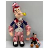 Vintage POPEYE Uncle Sam Plush Figure 14" & Olive Oil Plush 6" Vintage POPEYE Uncle Sam Plush Figure 14" & Olive Oil Plush 6"
