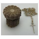 Antique Italian Style Silver Filigree Rosary And Holder Antique Italian Style Silver Filigree Rosary And Holder