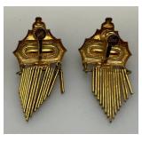 Vintage Art Deco Coro Rose Gold Plated Womens Earrings Adjustable back Vintage Art Deco Coro Rose Gold Plated Womens Earrings Adjustable back