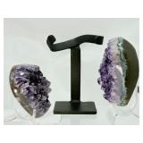 Amethyst Interchangeable Deep Purple Geode and Heart with custom metal stand. Total weight 2lbs.