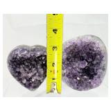Amethyst Interchangeable Deep Purple Geode and Heart with custom metal stand. Total weight 2lbs.