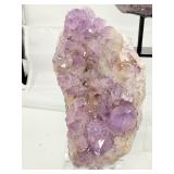 Amethyst Lot of 3-large geode on custom metal stand 1.5 kilo/3 lbs 4 oz., large geode plate 699 gm./1 lb. 9 oz. and a large geode plate 494 gm./1lb. 1 oz.