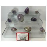 Amethyst Misc. Polished Lot of 9: 2 freeforms, 3 gallets & 4 palmstones 883 gm./2 lb.