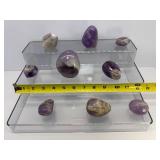 Amethyst Misc. Polished Lot of 9: 2 freeforms, 3 gallets & 4 palmstones 883 gm./2 lb.