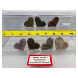 Druzy Quartz Hearts Lot of 7(smoky, amethyst) 160 gm./5.6 oz.