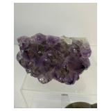 Amethyst lot of 3: deep purple heart 328 gm./11.6 oz., large deep purple geode piece 469 gm./1 lb., small geode piece 89 gm./3 oz.