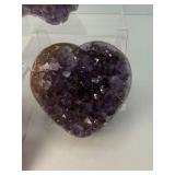 Amethyst lot of 3: deep purple heart 328 gm./11.6 oz., large deep purple geode piece 469 gm./1 lb., small geode piece 89 gm./3 oz.