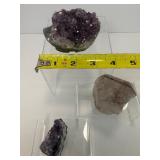 Amethyst Misc Lot of 3: light point with rainbows & inclusion from Madagascar 202 gm./7 oz., one eyed geode hedgehog 250 gm./9 oz., small standing geode piece 29 gm./1 oz.