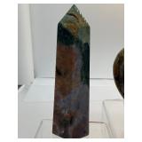 Gorgeous Ocean Jasper Polished Misc. Lot of 2: Heart 628 gm./1 lb 6.2 oz., Generator/tower 512 gm./1 lb. 2.2 oz.