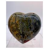 Gorgeous Ocean Jasper Polished Misc. Lot of 2: Heart 628 gm./1 lb 6.2 oz., Generator/tower 512 gm./1 lb. 2.2 oz.