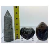 Ocean Jasper Misc. Lot of 3: Generator/tower 369 gm./13 oz., heart 220 gm./7.8 oz., Freeform 289 gm./10.2 oz.