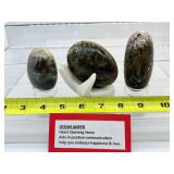 Ocean Jasper Lot of 3 large gallots: 163 gm./5.7 oz., 162 gm./5.7 oz./ 113 gm./4 oz.