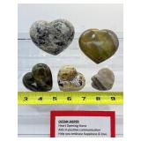 Ocean Jasper Polished Hearts Lot of 5: 287 gm./10 oz., 240 gm./8.5 oz., 107 gm./3.8 oz., 89 gm./3.1 oz., 39 gm./1.4 oz. Total Lot Weight: 3/4 kilo/1.7 lb.: