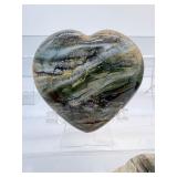 Ocean Jasper Polished Heart Lot of 3: heart 227gm/8oz., heart 169gm/6oz., heart 40gm/1.4oz.