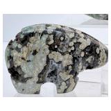 Ocean Jasper Misc. Lot of 3: large one side polished slab 812 gm./1 lb 12.6 oz., Zuni Bear 187 gm./6.6 oz., and tower 22 gm./.8 oz.