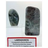 Labradorite Lot of 2 purple standing labradorite freeforms 479 gm./1 lb. and 309 gm./11oz.