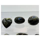 Labradorite Polished Misc. Lot of 7: 3 hearts, 3 gallets & 1 egg    Total Lot Weight: 731 gm./1 lb. 10 oz.