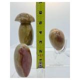 Polychrome Jasper Polished Lot of 3: mushroom 403 gm./14.2 oz., freeform 321 gm./9 oz., heart 251 gm./9 oz.
