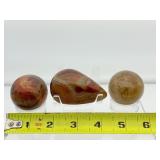Sardonyx Misc. Lot of 3: 2 spheres 40mm, 94 gm./3.3 oz., non-standing freeform 70 gm./2.5 oz.