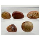 Sardonyx 5-piece palmstone lot: Total weight 289 gm./ 10.2 oz.