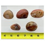 Sardonyx 5-piece palmstone lot: Total weight 289 gm./ 10.2 oz.