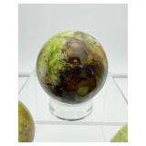 Green Opal Polished Misc. Lot of 3: Freeform 300 gm., 10.6 oz., mushroom 176 gm./6.2 oz. sphere 180 gm./6.3 oz.