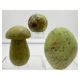 Green Opal Polished Misc. Lot of 3: Freeform 300 gm., 10.6 oz., mushroom 176 gm./6.2 oz. sphere 180 gm./6.3 oz.