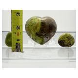 Green Opal Polished Lot of 3: heart & 2 palmstones 237 gm./8.4 oz. (1/2 lb)