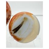 Polychrome Jasper Polished lot of 3: heart 340 gm./12 oz., round palmstone 185 gm./6.5 oz., round palmstone 116 gm./4.1 oz.