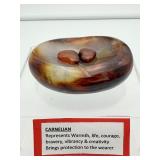 Carnelian Bowl with 2 small, polished hearts 347 gm./12.2 oz.