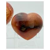 Carnelian Lot of 3 polished hearts: large puffy heart 263 gm./9.3 oz., darker heart 158 gm./4.2 oz., heart 149 gm./5.3 oz.