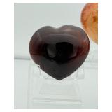Carnelian Lot of 3 polished hearts: large puffy heart 263 gm./9.3 oz., darker heart 158 gm./4.2 oz., heart 149 gm./5.3 oz.