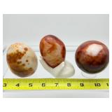 Carnelian Polished Misc Lot of 3: Sphere 69mm 445 gm./1 lb., Freeform 276 gm./ 9.7 oz., Gallet 194 gm./6.8 oz. Hand included