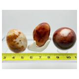 Carnelian Polished Misc Lot of 3: Sphere 69mm 445 gm./1 lb., Freeform 276 gm./ 9.7 oz., Gallet 194 gm./6.8 oz. Hand included