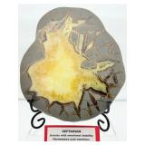 Septarian Nodule Plate polished on both sides, stand included: 628 gm./1 lb.6 oz.