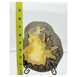 Septarian Nodule Plate polished on both sides, stand included: 628 gm./1 lb.6 oz.