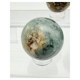 Ocean Jasper Sphere/Egg Lot of 3: Sphere 57mm 272gm/9.6oz., sphere 47mm 156gm/5.5oz., egg 200gm/7.2oz.
