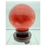 Cherry Quartz Sphere with stand: 110mm 1.7 kilo/3lb. 11 oz.